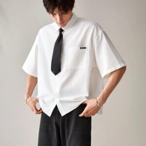 SWAVVY Chemise décontractée et polyvalente de couleur unie pour hommes