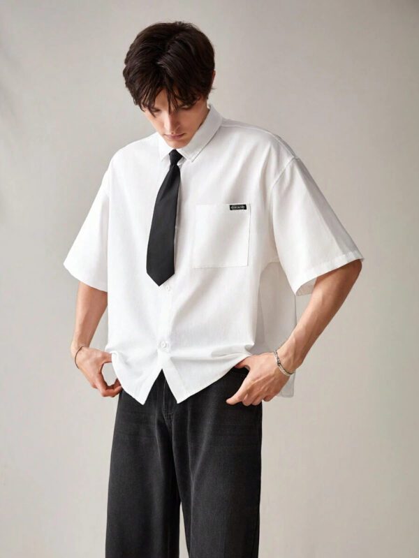 SWAVVY Chemise décontractée et polyvalente de couleur unie pour hommes – Image 4