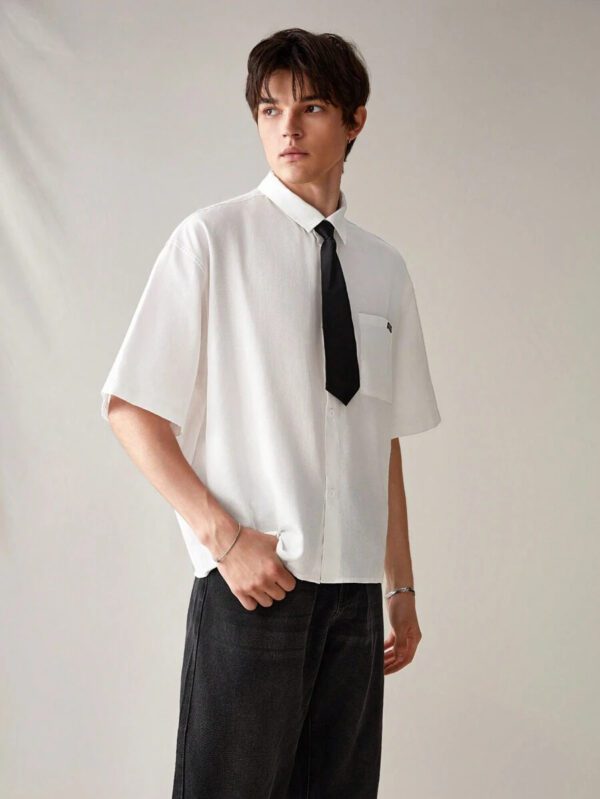 SWAVVY Chemise décontractée et polyvalente de couleur unie pour hommes – Image 7