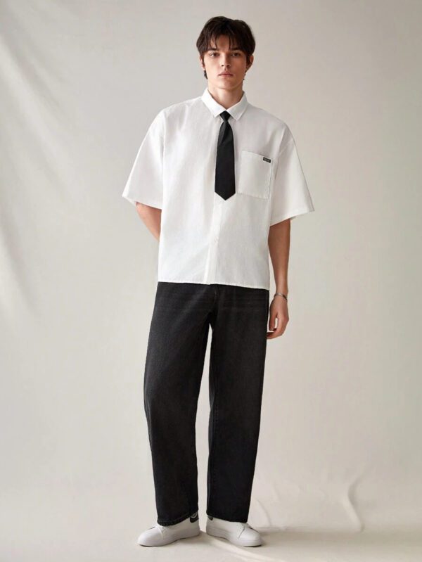 SWAVVY Chemise décontractée et polyvalente de couleur unie pour hommes – Image 8