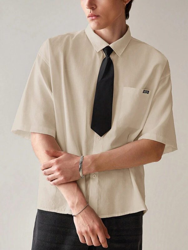 SWAVVY Chemise décontractée et polyvalente de couleur unie pour hommes – Image 9