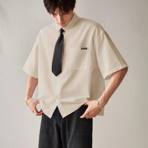 SWAVVY Chemise décontractée et polyvalente de couleur unie pour hommes