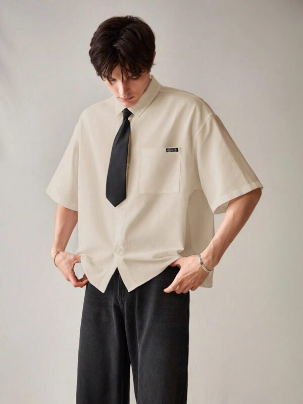 SWAVVY Chemise décontractée et polyvalente de couleur unie pour hommes – Image 11