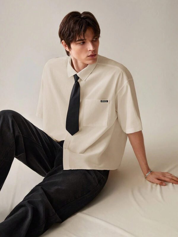 SWAVVY Chemise décontractée et polyvalente de couleur unie pour hommes – Image 12