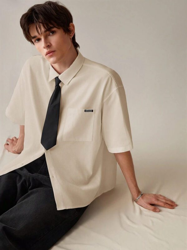 SWAVVY Chemise décontractée et polyvalente de couleur unie pour hommes – Image 13