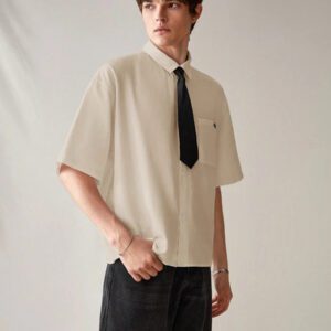 SWAVVY Chemise décontractée et polyvalente de couleur unie pour hommes