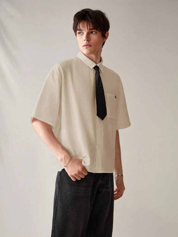 SWAVVY Chemise décontractée et polyvalente de couleur unie pour hommes – Image 14