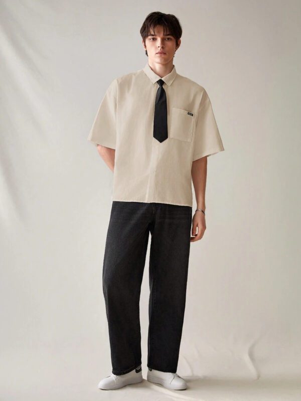 SWAVVY Chemise décontractée et polyvalente de couleur unie pour hommes – Image 15