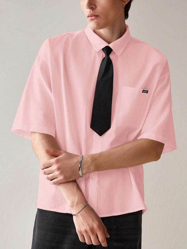 SWAVVY Chemise décontractée et polyvalente de couleur unie pour hommes – Image 16
