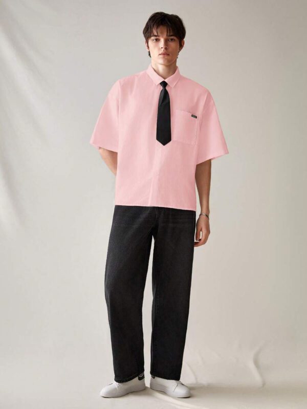 SWAVVY Chemise décontractée et polyvalente de couleur unie pour hommes – Image 19