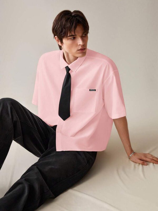 SWAVVY Chemise décontractée et polyvalente de couleur unie pour hommes – Image 20
