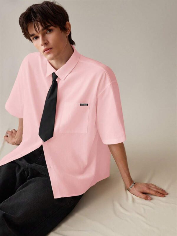 SWAVVY Chemise décontractée et polyvalente de couleur unie pour hommes – Image 21