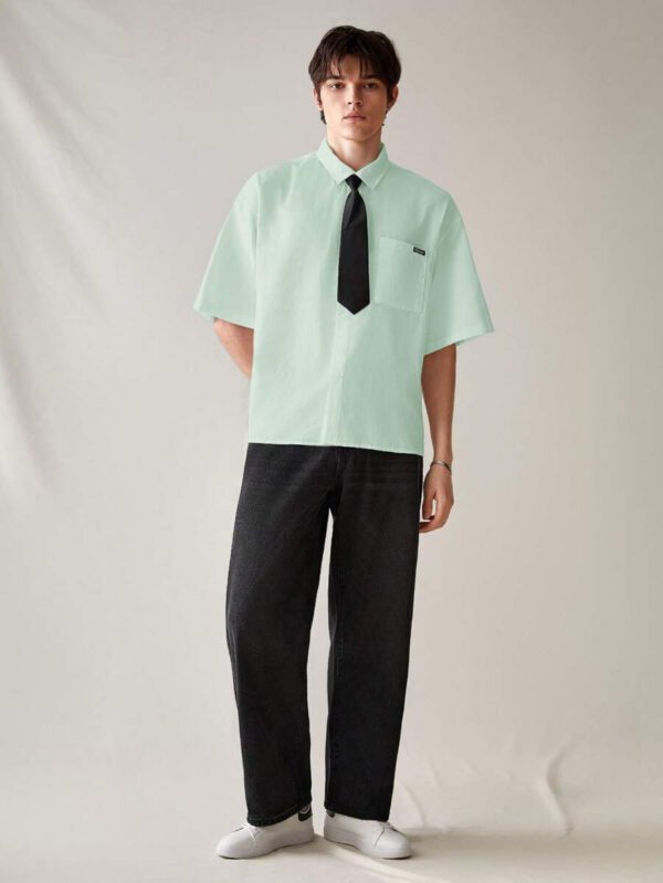 SWAVVY Chemise décontractée et polyvalente de couleur unie pour hommes – Image 25