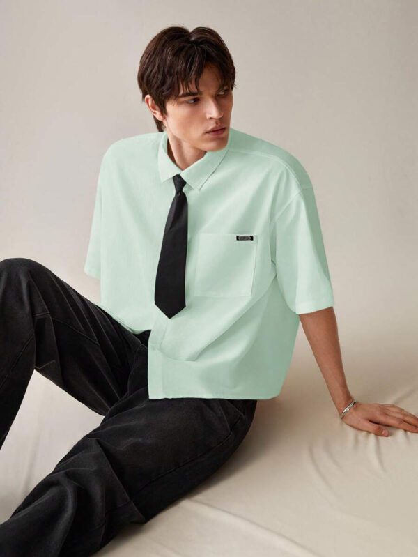 SWAVVY Chemise décontractée et polyvalente de couleur unie pour hommes – Image 26
