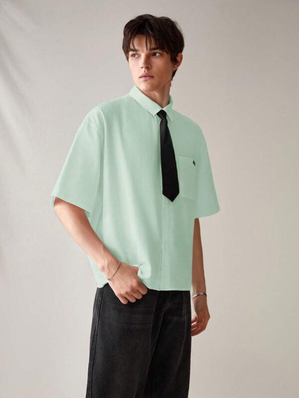 SWAVVY Chemise décontractée et polyvalente de couleur unie pour hommes – Image 27