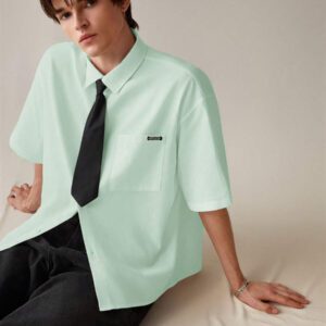 SWAVVY Chemise décontractée et polyvalente de couleur unie pour hommes