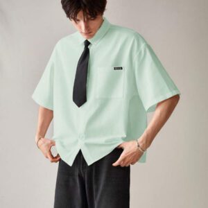 SWAVVY Chemise décontractée et polyvalente de couleur unie pour hommes