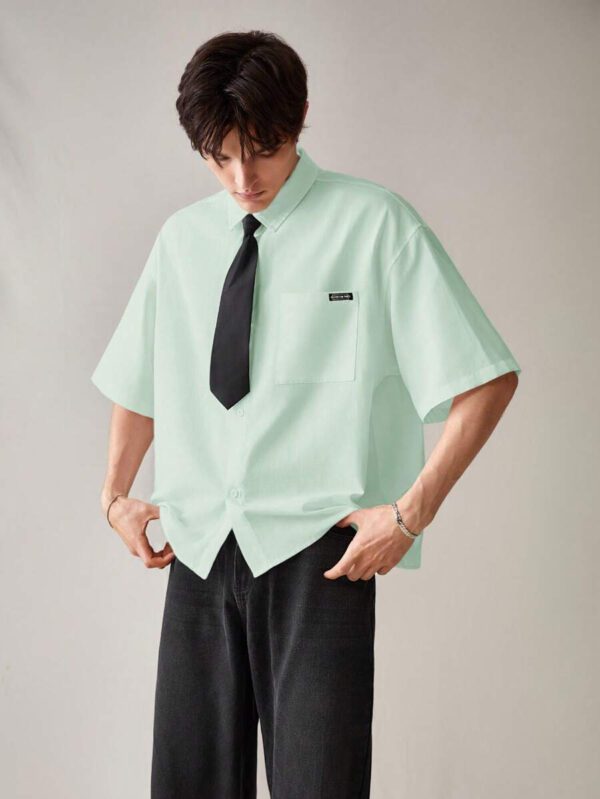 SWAVVY Chemise décontractée et polyvalente de couleur unie pour hommes – Image 29