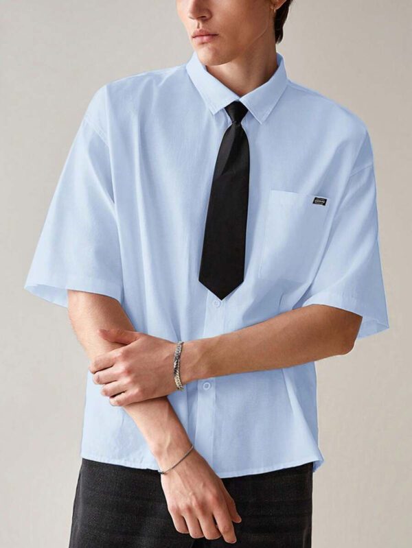 SWAVVY Chemise décontractée et polyvalente de couleur unie pour hommes – Image 30