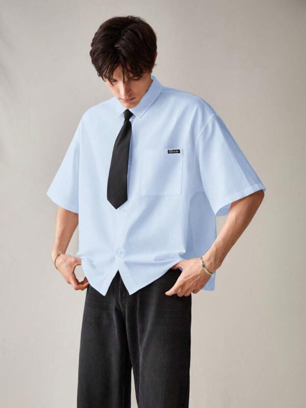 SWAVVY Chemise décontractée et polyvalente de couleur unie pour hommes – Image 32