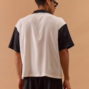 Musero Chemise boutonnée avec détail de poche à deux tons en satin, printemps, été, vacances