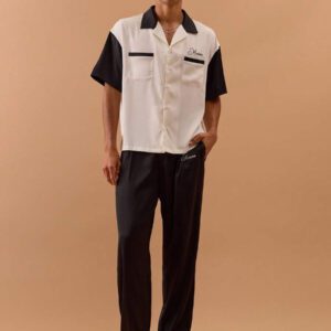 Musero Chemise boutonnée avec détail de poche à deux tons en satin, printemps, été, vacances