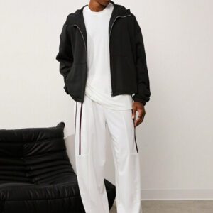 Forever 21 Pantalon de jogging ample pour hommes avec bande latérale et poche - blanc
