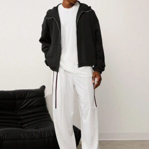 Forever 21 Pantalon de jogging ample pour hommes avec bande latérale et poche - blanc