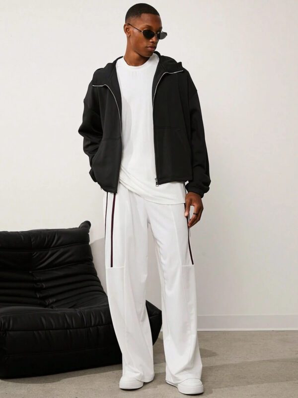 Forever 21 Pantalon de jogging ample pour hommes avec bande latérale et poche - blanc – Image 2