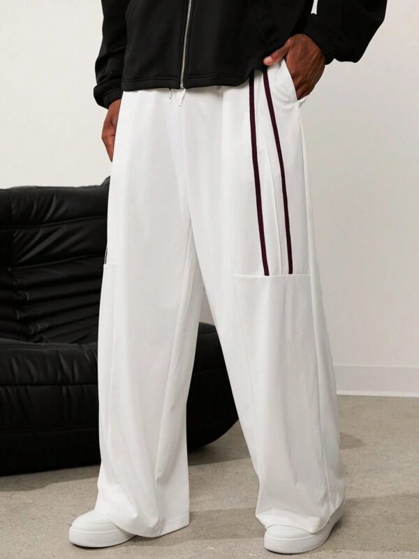 Forever 21 Pantalon de jogging ample pour hommes avec bande latérale et poche - blanc – Image 4