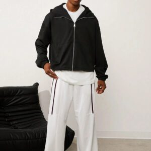 Forever 21 Pantalon de jogging ample pour hommes avec bande latérale et poche - blanc