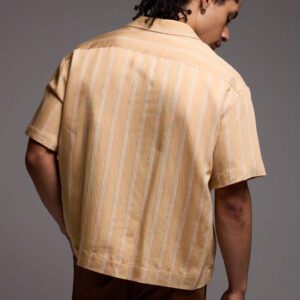Musero Chemise courte à manches courtes rayée en lin "Musero" avec broderie, vendue seule