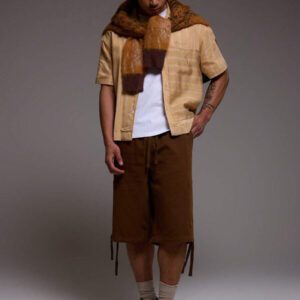 Musero Chemise courte à manches courtes rayée en lin "Musero" avec broderie, vendue seule