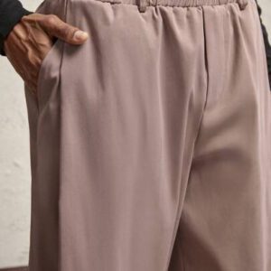AKNOTIC Business Casual Pantalon casual ample à jambe droite pour hommes avec cordon de serrage à la taille, en tissu rose tressé, convient pour un port quotidien