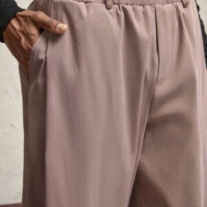 AKNOTIC Business Casual Pantalon casual ample à jambe droite pour hommes avec cordon de serrage à la taille, en tissu rose tressé, convient pour un port quotidien