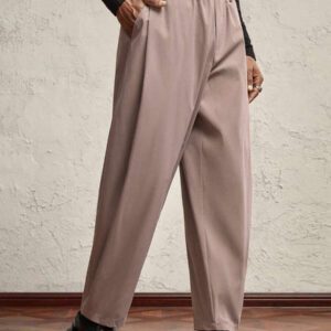 AKNOTIC Business Casual Pantalon casual ample à jambe droite pour hommes avec cordon de serrage à la taille, en tissu rose tressé, convient pour un port quotidien