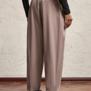 AKNOTIC Business Casual Pantalon casual ample à jambe droite pour hommes avec cordon de serrage à la taille, en tissu rose tressé, convient pour un port quotidien