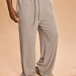 Forever 21 Pantalon ample et polyvalent pour hommes, avec taille nouée, poches et jambes larges, en couleur unie