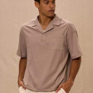 Musero Polo à manches courtes avec col classique, rayures fines, col en V et coupe oversize