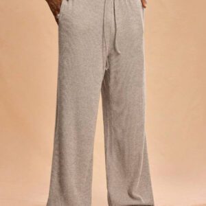 Forever 21 Pantalon ample et polyvalent pour hommes, avec taille nouée, poches et jambes larges, en couleur unie