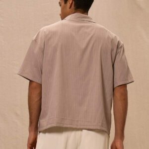 Musero Polo à manches courtes avec col classique, rayures fines, col en V et coupe oversize