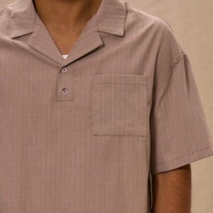 Musero Polo à manches courtes avec col classique, rayures fines, col en V et coupe oversize