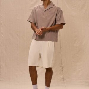 Musero Polo à manches courtes avec col classique, rayures fines, col en V et coupe oversize