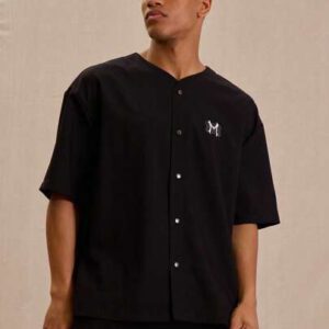 Musero Chemise de baseball à boutons avec imprimé graphique "M"