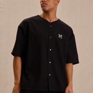 Musero Chemise de baseball à boutons avec imprimé graphique "M"
