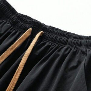 Pantalon pour hommes à taille avec cordon de serrage, poches inclinées, couleur unie, coupe décontractée