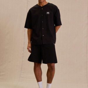 Musero Chemise de baseball à boutons avec imprimé graphique "M"