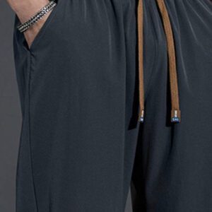 Pantalon pour hommes à taille avec cordon de serrage, poches inclinées, couleur unie, coupe décontractée