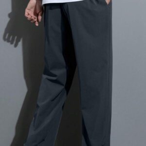Pantalon pour hommes à taille avec cordon de serrage, poches inclinées, couleur unie, coupe décontractée