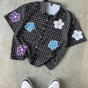 Manfinity EMRG Chemise à manches courtes décontractée à imprimé à carreaux pour homme